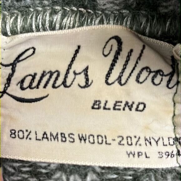 Lambs Wool Blend Heather Green Long Sleeve Cable Knit Cross Cowl Neck Sweater-PL - Picture 12 of 13